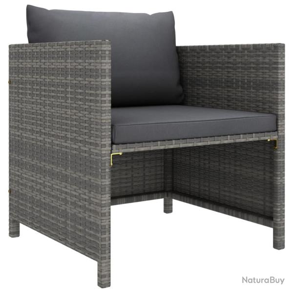 Canap� de jardin avec coussins Gris R�sine tress�e