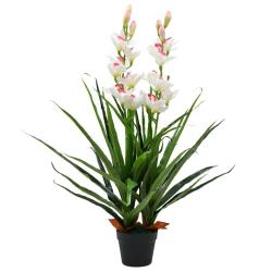 Plante artificielle Orchid&eacute;e Cymbidium avec pot 100 cm Vert