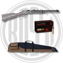 PACK CARABINE RIO BRAVO NICKEL BOIS LAMINE GRIS 22LR - ROSSI ARMS + MUNITIONS GECO