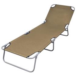 Chaise longue pliable avec dossier r&eacute;glable Taupe