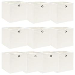 Bo&icirc;tes de rangement 10 pcs Blanc 32x32x32 cm Tissu