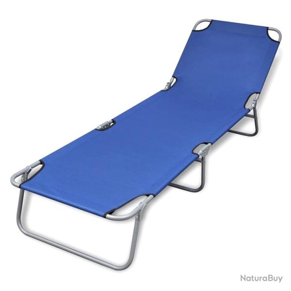 Chaise longue pliable acier enduit de poudre bleu