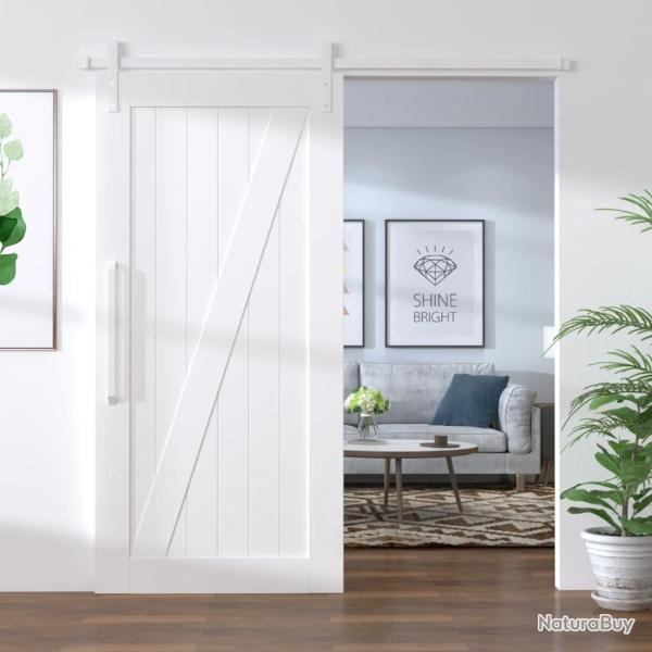 Kit de quincaillerie de porte coulissante 183 cm Acier Blanc