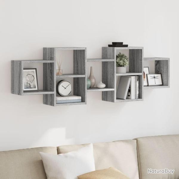�tag�re murale sonoma gris 129x18x42 cm bois ing�nierie