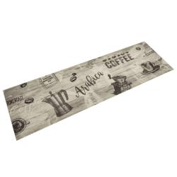 Tapis de cuisine lavable imprim&eacute; caf&eacute; gris 45x150 cm velours