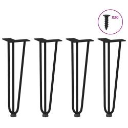 Pieds de table en forme d'&eacute;pingle &agrave; cheveux 4 pcs noir 42 cm