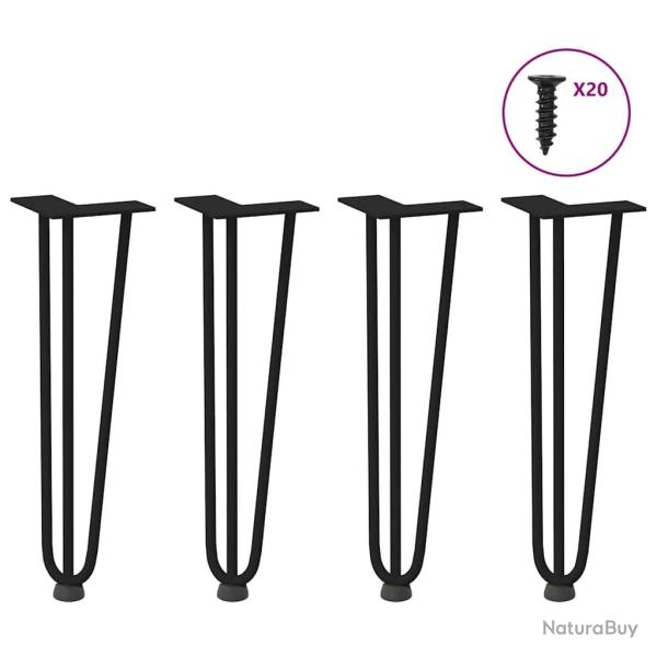 Pieds de table en forme d'�pingle � cheveux 4 pcs noir 42 cm