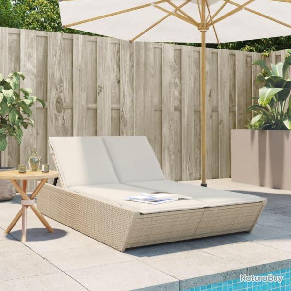 Chaise longue double avec coussins beige r�sine tress�e