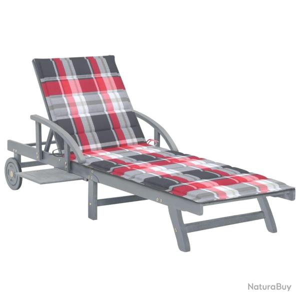 Chaise longue de jardin avec coussin Bois d'acacia solide