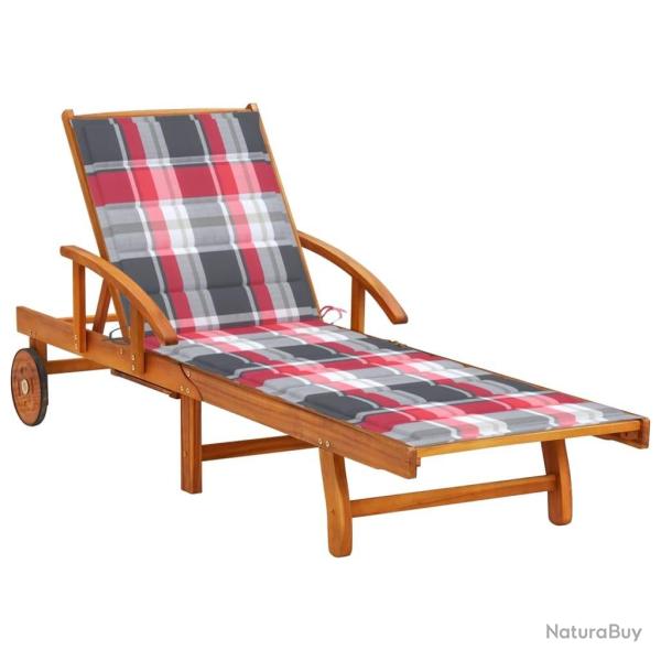 Chaise longue de jardin avec coussin Bois d'acacia solide