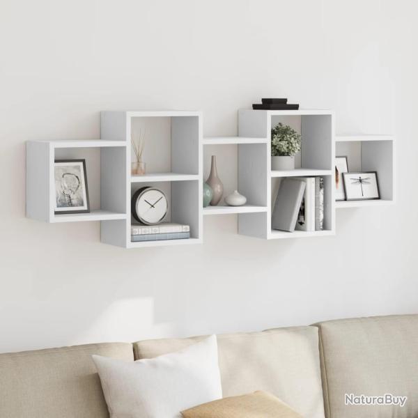 �tag�re murale blanc 129x18x42 cm bois d'ing�nierie