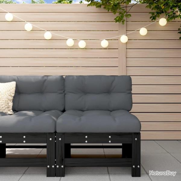 Canap� central de jardin noir bois de pin massif