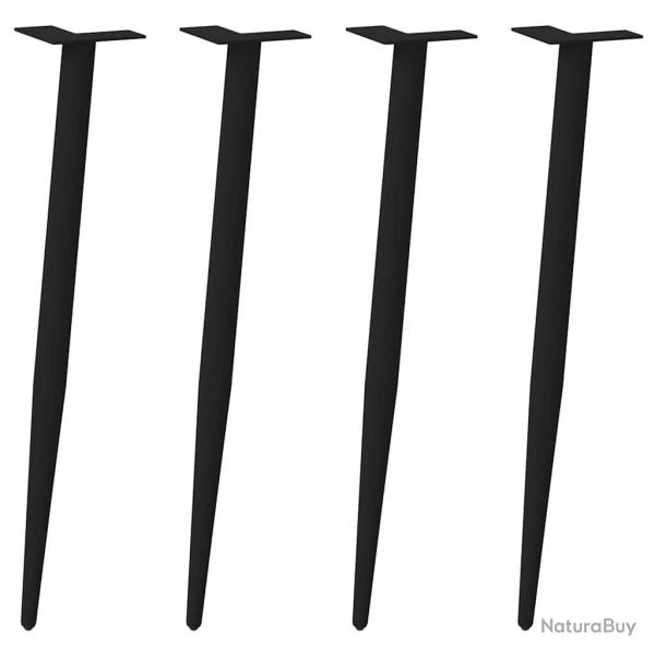 Pieds de table basse forme conique 4 pcs noir 72-73 cm acier