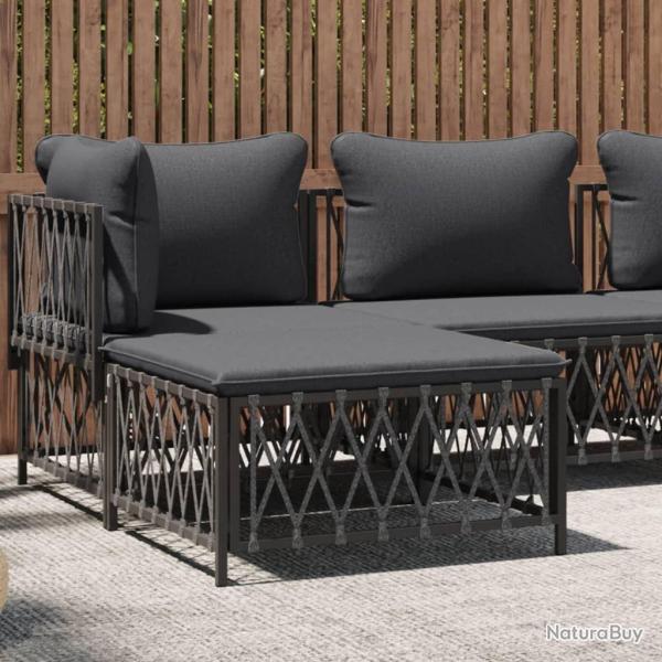 Repose-pied de jardin avec coussin anthracite tissu tiss�