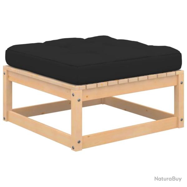 Repose-pied de jardin avec coussin Pin massif