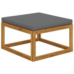 Repose-pied avec coussin gris fonc&eacute; Bois d'acacia massif
