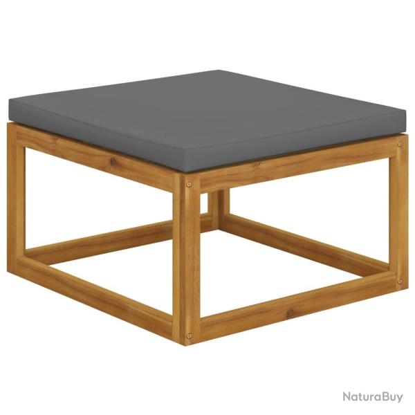 Repose-pied avec coussin gris fonc� Bois d'acacia massif