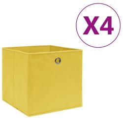 Bo&icirc;tes de rangement 4 pcs Tissu intiss&eacute; 28x28x28 cm Jaune