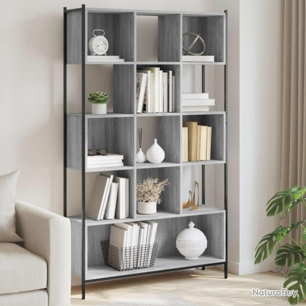 Biblioth�que sonoma gris 102x28x172 cm bois d'ing�nierie