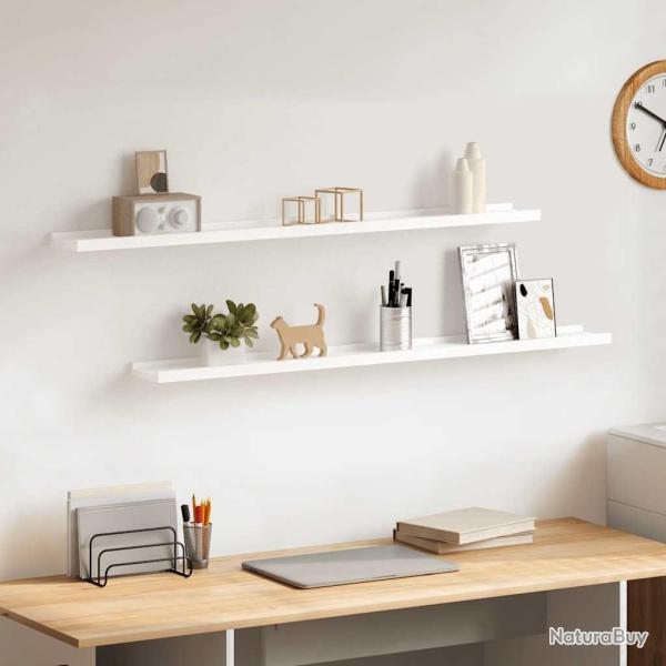 �tag�res murales 2 pcs Blanc 100x9x3 cm
