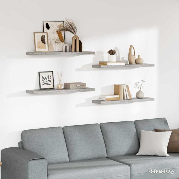 �tag�res murales flottantes 4 pcs Gris b�ton 90x23,5x3,8cm MDF