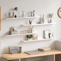 &Eacute;tag&egrave;res murales 4 pcs Blanc brillant 80x9x3 cm