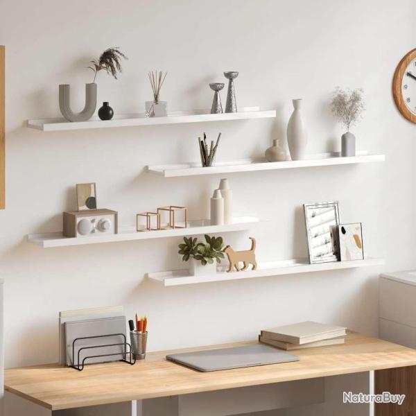 �tag�res murales 4 pcs Blanc brillant 80x9x3 cm