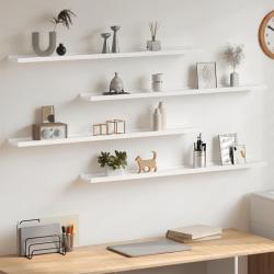 &Eacute;tag&egrave;res murales 4 pcs Blanc 100x9x3 cm