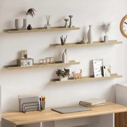 &Eacute;tag&egrave;res murales 4 pcs blanc et ch&ecirc;ne sonoma 80x9x3 cm