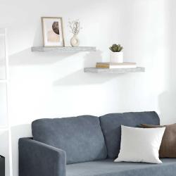 &Eacute;tag&egrave;res murales flottantes 2 pcs gris b&eacute;ton 50x23x3,8 cm MDF