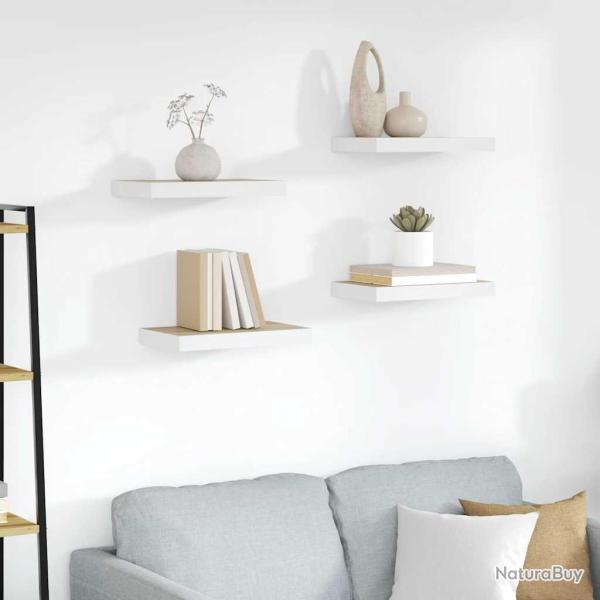 �tag�res flottantes 4 pcs Ch�ne et blanc 40x23x3,8 cm MDF