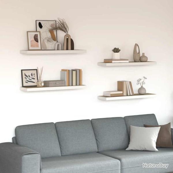 �tag�res flottantes 4 pcs ch�ne et blanc 80x23,5x3,8 cm MDF