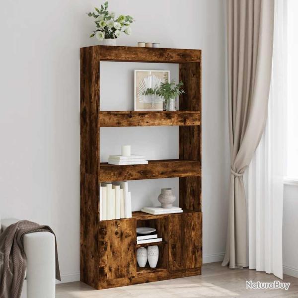 Buffet haut ch�ne fum� 92x33x180 cm bois d'ing�nierie