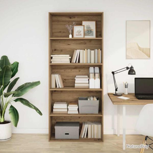 Biblioth�que ch�ne artisanal 80x30x189 cm bois d'ing�nierie