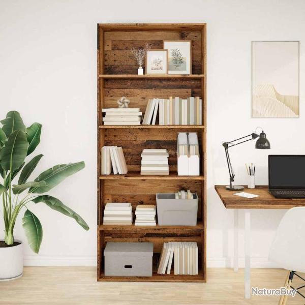 Biblioth�que vieux bois 80x30x189 cm bois d'ing�nierie
