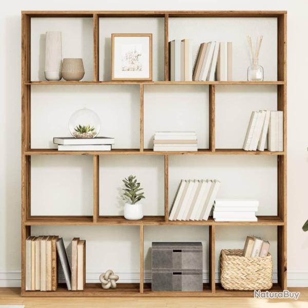 Biblioth�que ch�ne artisanal 132x29x141,5 cm bois d'ing�nierie