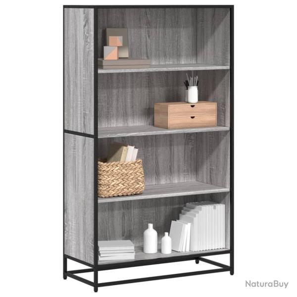 Biblioth�que sonoma gris 80,5x35x139 cm bois d'ing�nierie