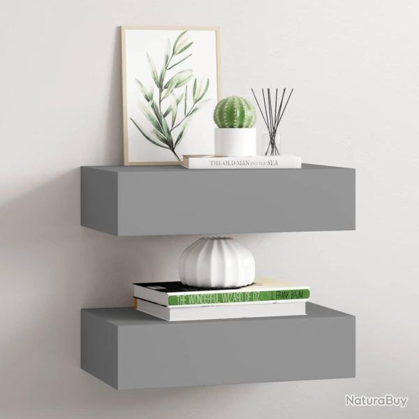 �tag�res � tiroirs murales 2 pcs gris 40x23,5x10 cm MDF
