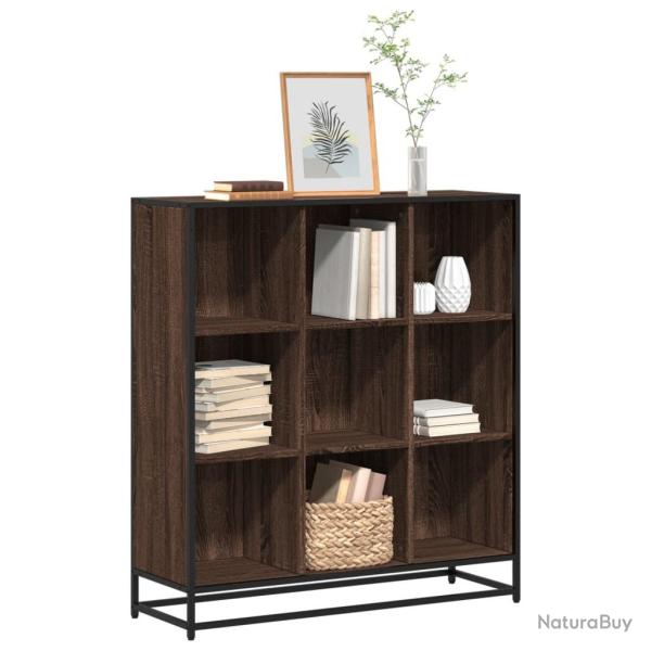 Biblioth�que ch�ne marron 97,5x33x107,5cm bois ing�nierie m�tal