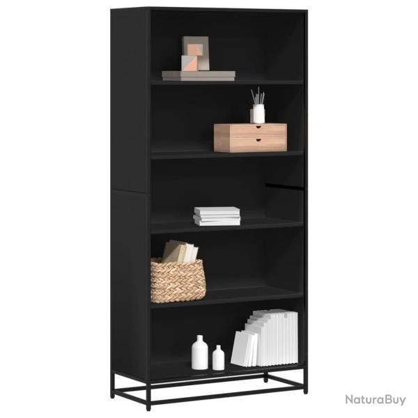 Biblioth�que noir 80,5x35x170,5 cm bois d'ing�nierie