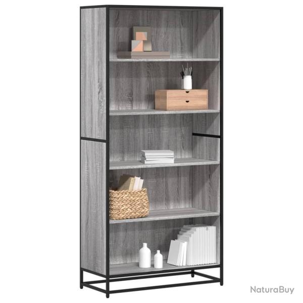 Biblioth�que sonoma gris 80,5x35x170,5 cm bois d'ing�nierie