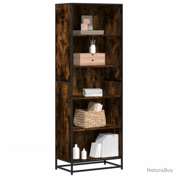 Biblioth�que ch�ne fum� 60x35x170,5 cm bois d'ing�nierie