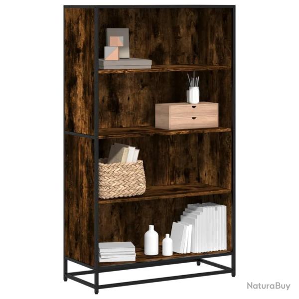 Biblioth�que ch�ne fum� 80,5x35x139 cm bois d'ing�nierie