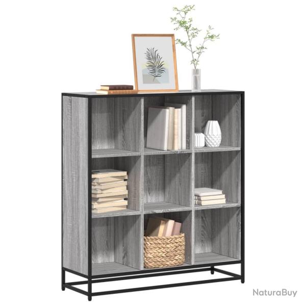 Biblioth�que sonoma gris 97,5x33x107,5 cm bois ing�nierie m�tal