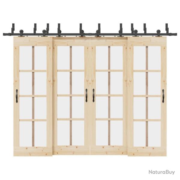 Kit de quincaillerie de porte coulissante 305 cm acier noir