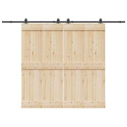 Kit de quincaillerie de porte coulissante 305 cm acier noir