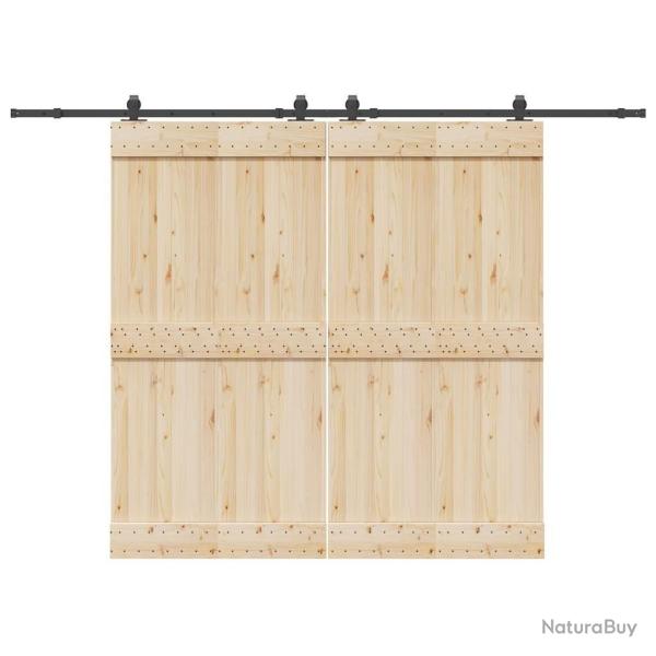 Kit de quincaillerie de porte coulissante 305 cm acier noir