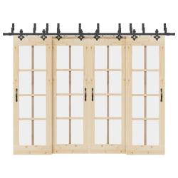 Kit de quincaillerie de porte coulissante 305 cm acier noir