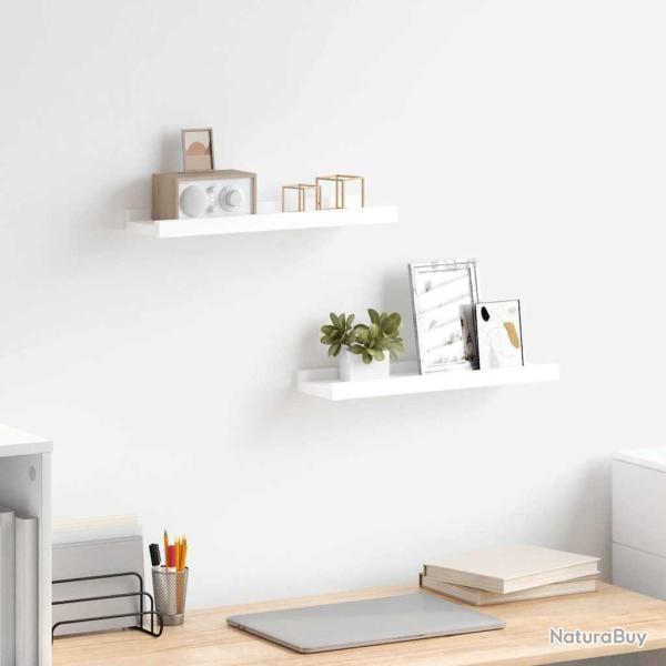 �tag�res � rebord pour cadre photo 2 pcs Blanc 40x9x3 cm MDF