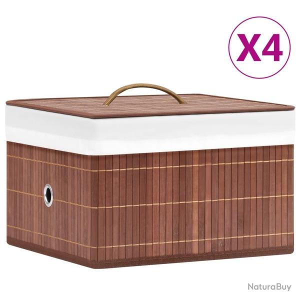 Bo�tes de rangement en bambou 4 pcs Marron
